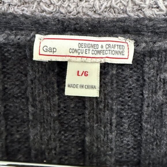 Gap Cozy Ribbed Vneck Wool blend Pullover Sweater Charcoal Heather Grey - Picture 5 of 8